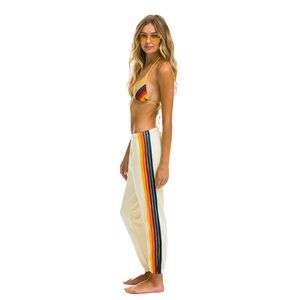 5 STRIPE SWEATPANTS - VINTAGE WHITE AVIATOR SWEATPANTS SIZE SMALL